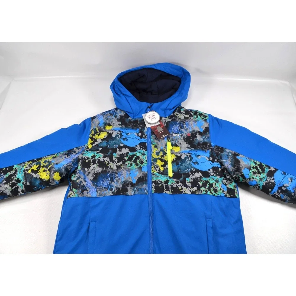 Swiss Tech Boys Reversible 3 in 1 Coat Blue & Multi Hooded Size XXL (18) Nwts‎